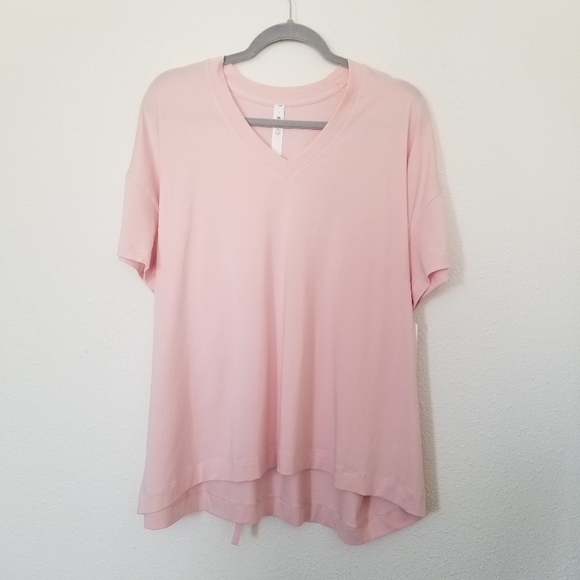 Lululemon women's pink Side tie V-neck tee oversized - Picture 2 of 11